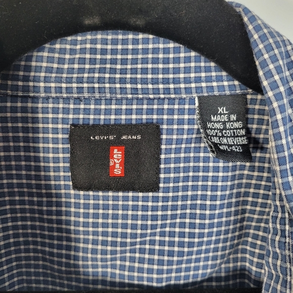 Mens Levis Short Sleeve Button Front Shirt Blue Plaid Size XL - Picture 6 of 10